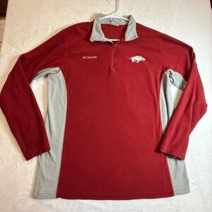 Columbia Arkansas Razorbacks Red and Gray Pullover with Hog Emblem